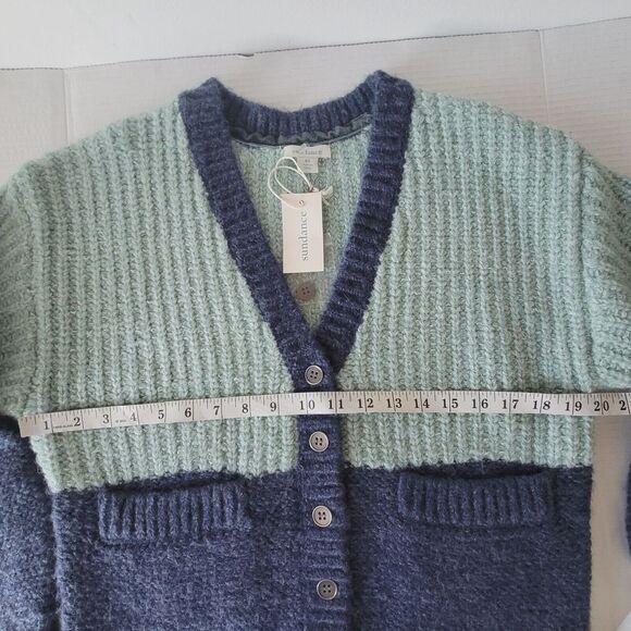 NWT Sundance Judy Womens Colorblock Cardigan Sweater Green Blue Size XS - Picture 4 of 14